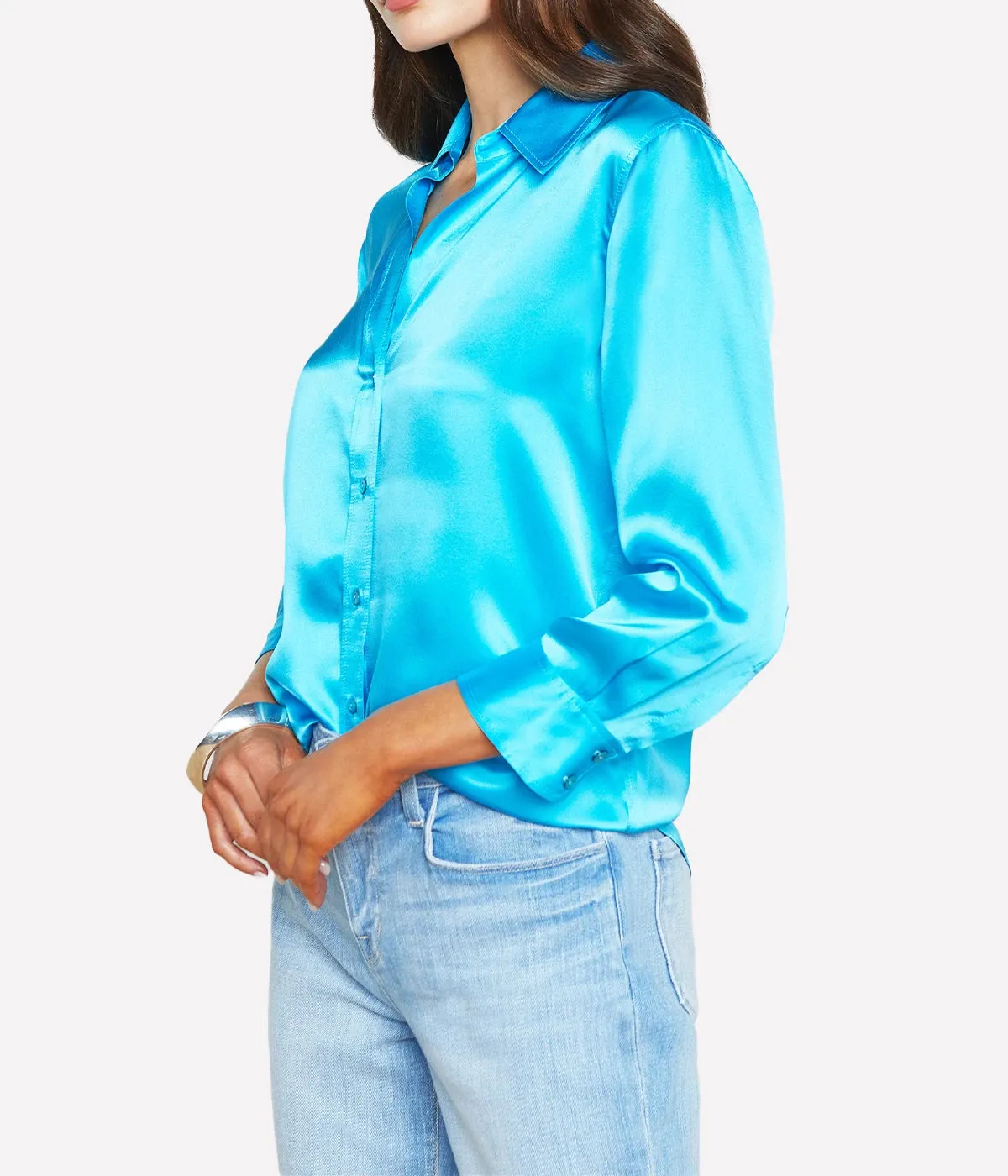 Dani 3/4 Sleeve Blouse in Bright Aqua