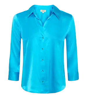 Dani 3/4 Sleeve Blouse in Bright Aqua