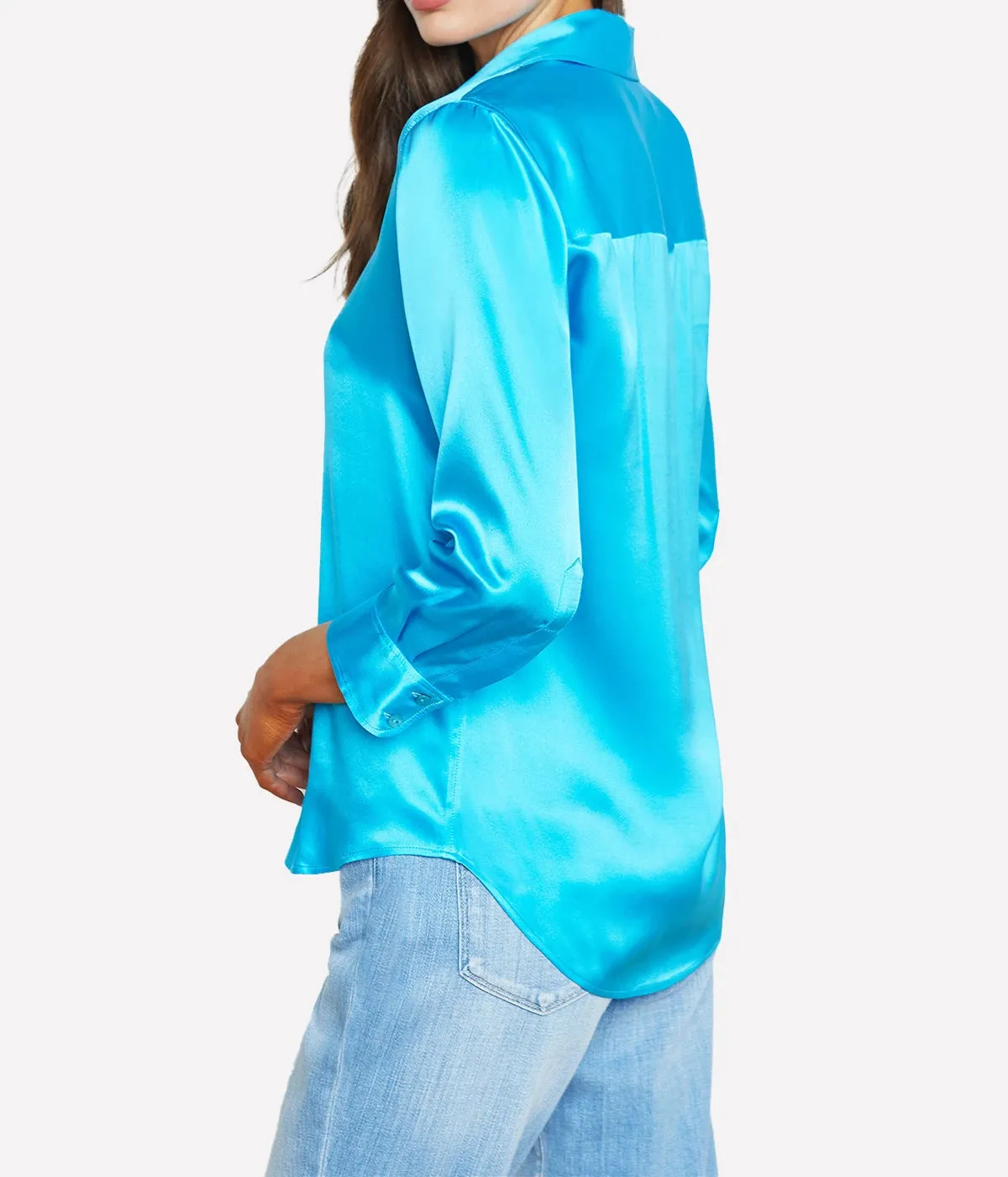 Dani 3/4 Sleeve Blouse in Bright Aqua