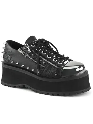 DEMONIA Studded Lace-Up Platform Sneakers with Metal Toe Cap