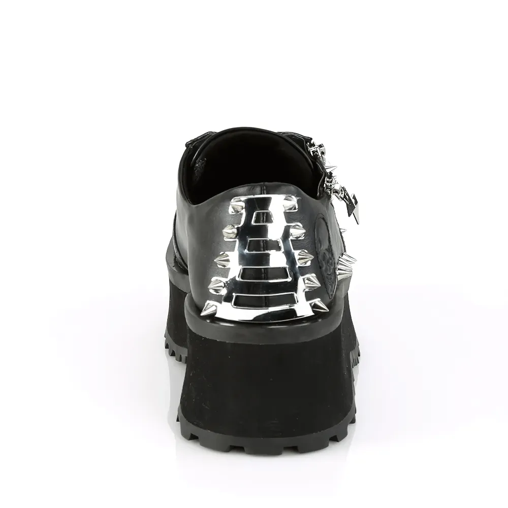 DEMONIA Studded Lace-Up Platform Sneakers with Metal Toe Cap