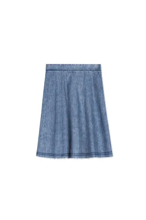Denim Pleated Look Short Skirt