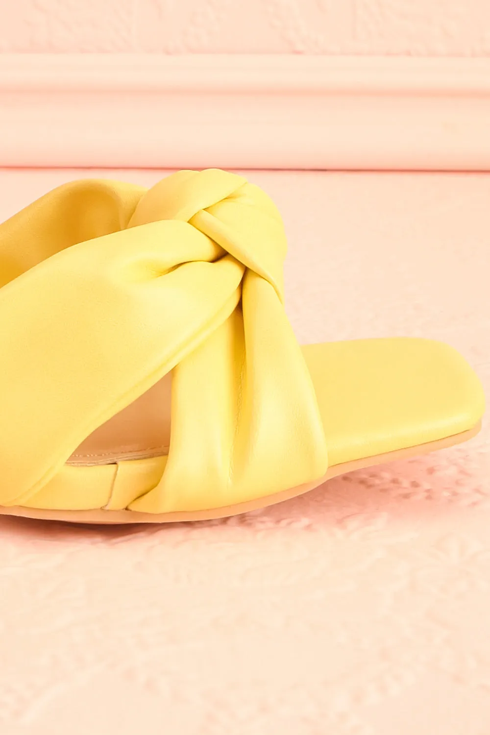 Derella Yellow | Faux Leather Heeled Sandals