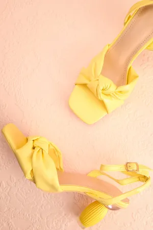 Derella Yellow | Faux Leather Heeled Sandals