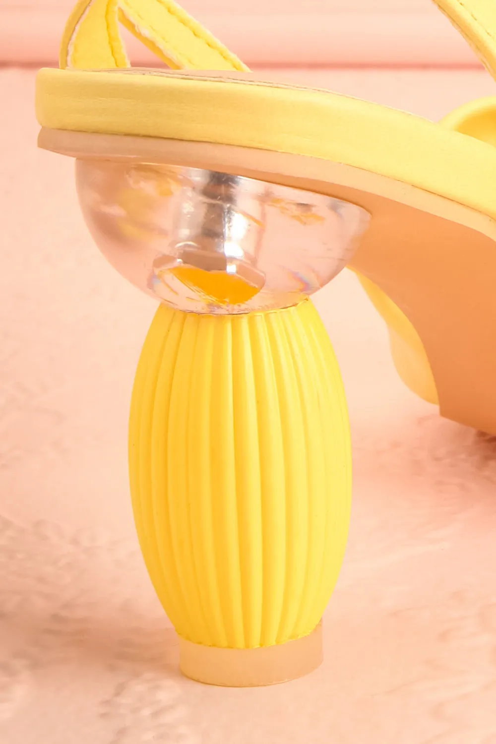 Derella Yellow | Faux Leather Heeled Sandals