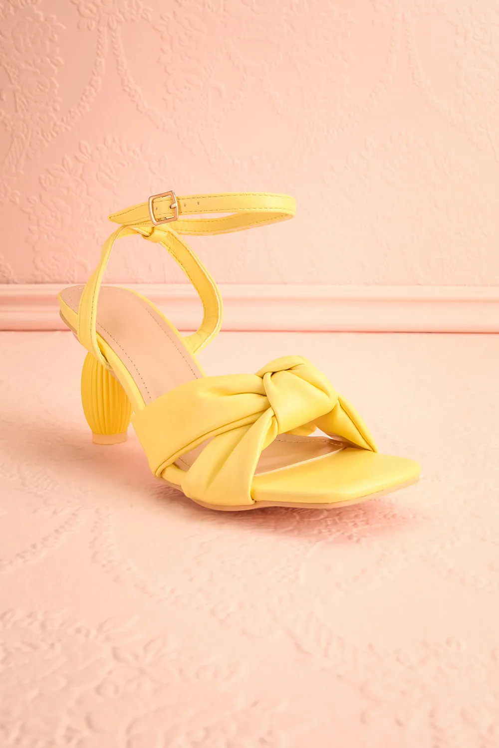 Derella Yellow | Faux Leather Heeled Sandals
