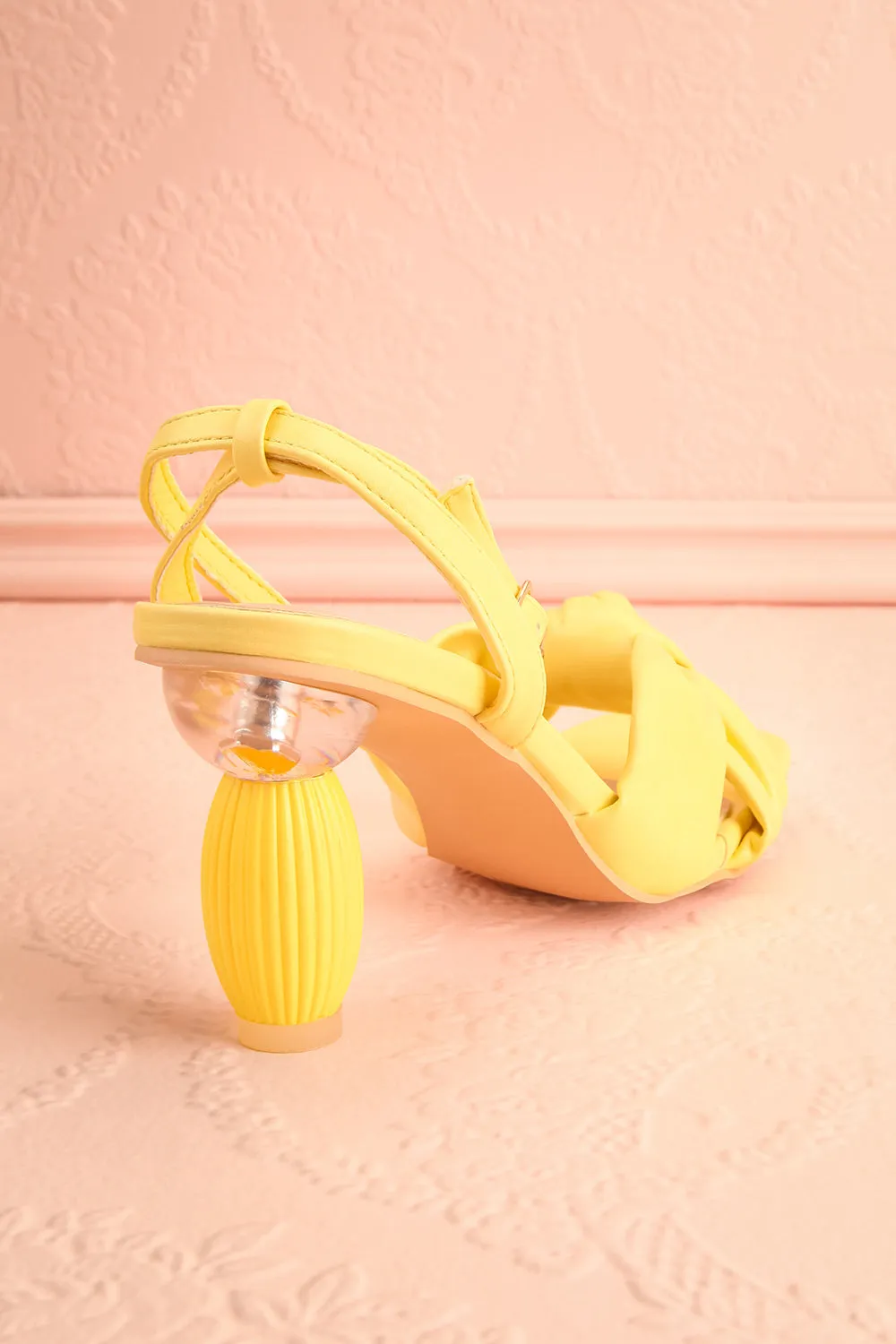Derella Yellow | Faux Leather Heeled Sandals