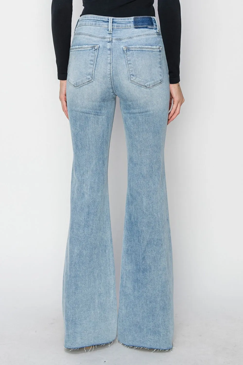 Desi High Rise Raw Hem Bootcut Jeans