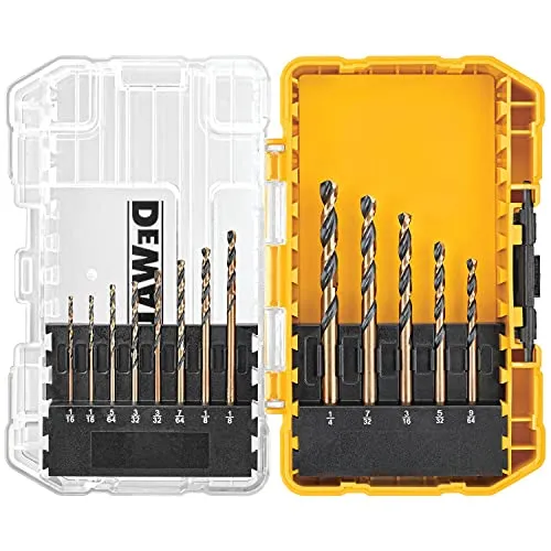 DEWALT 20V MAX* Cordless Drill/Driver Kit, Compact, 1/2-Inch (DCD771C2) & Black Oxide Drill Bit Set with Pilot Point, 13-Piece (DW1163)