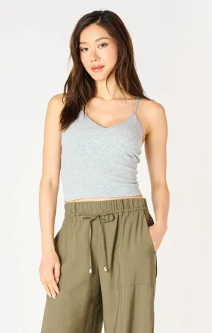 DEX Basic Crop Tank Adjustable Strap Light Heather
