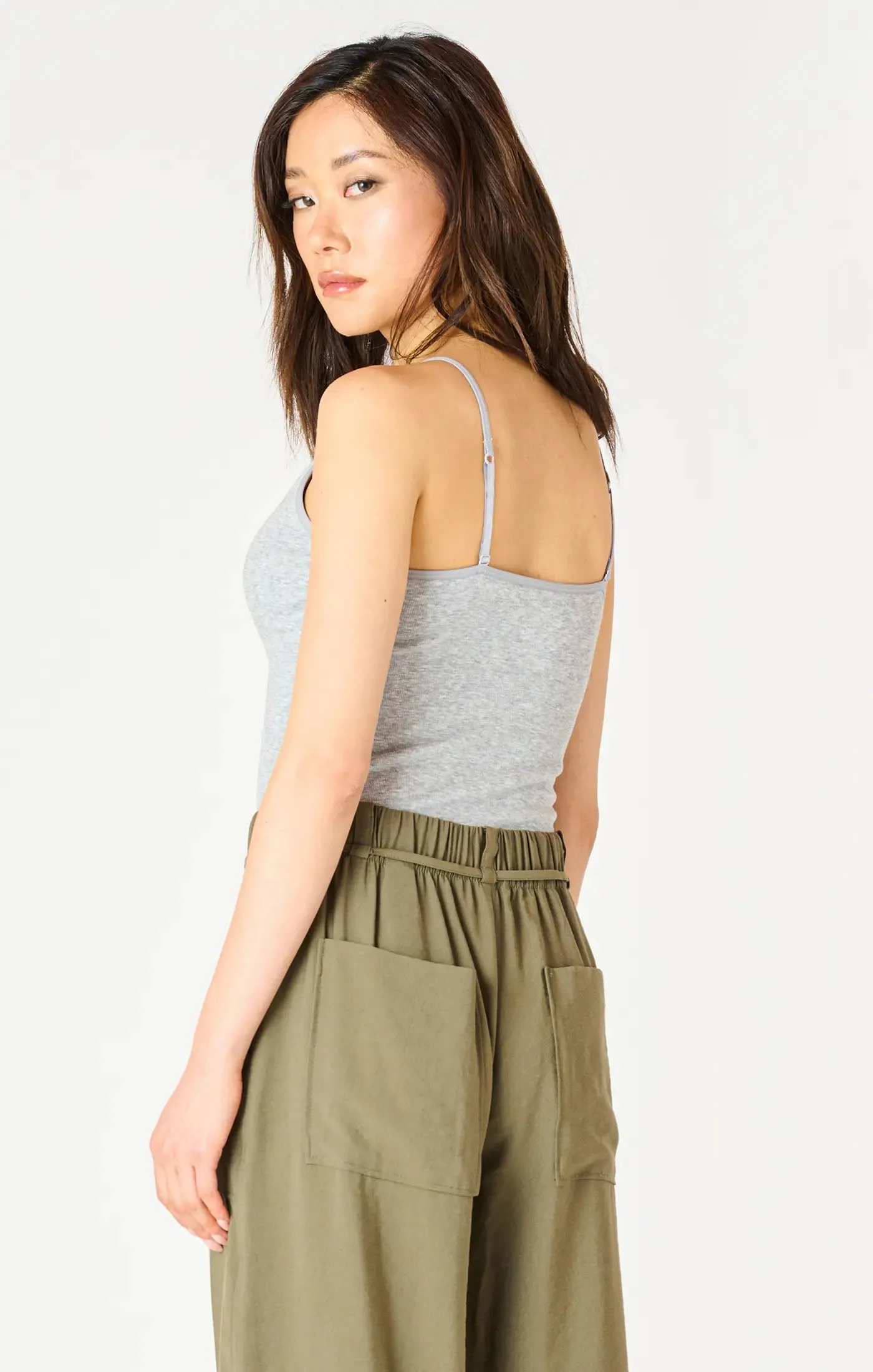 DEX Basic Crop Tank Adjustable Strap Light Heather