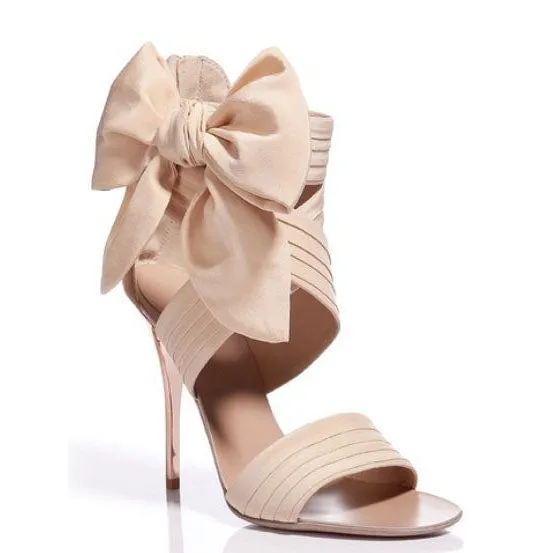 Diamond Bowknot Stiletto Heel Peep-toe Ankle Strap High Heel Sandals