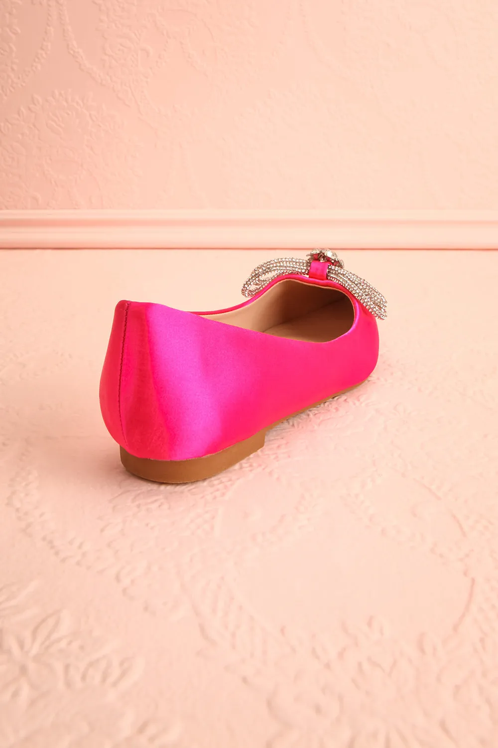 Effet Fuchsia | Satin Ballet Flats w/ Sequin Bow