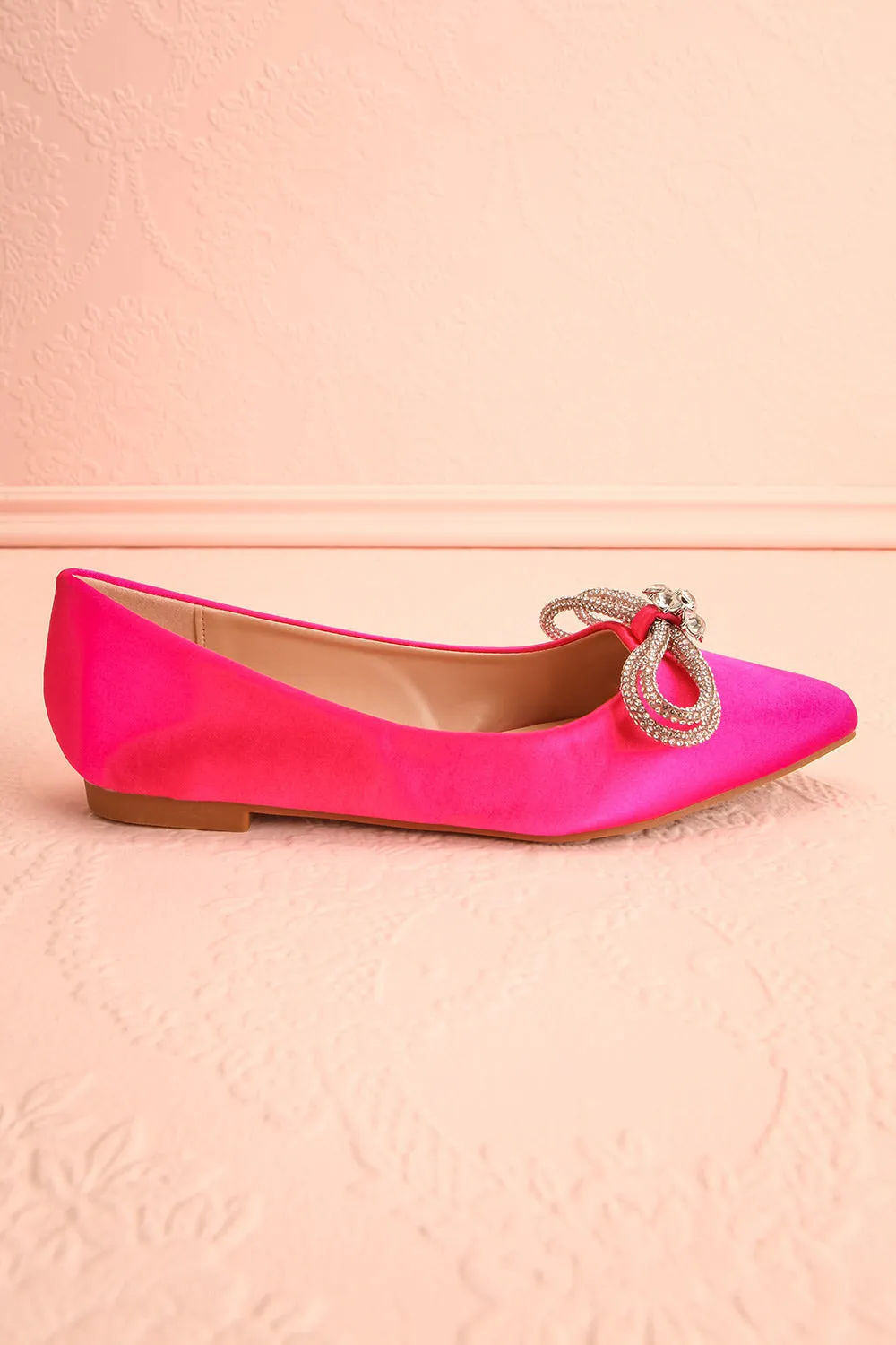 Effet Fuchsia | Satin Ballet Flats w/ Sequin Bow