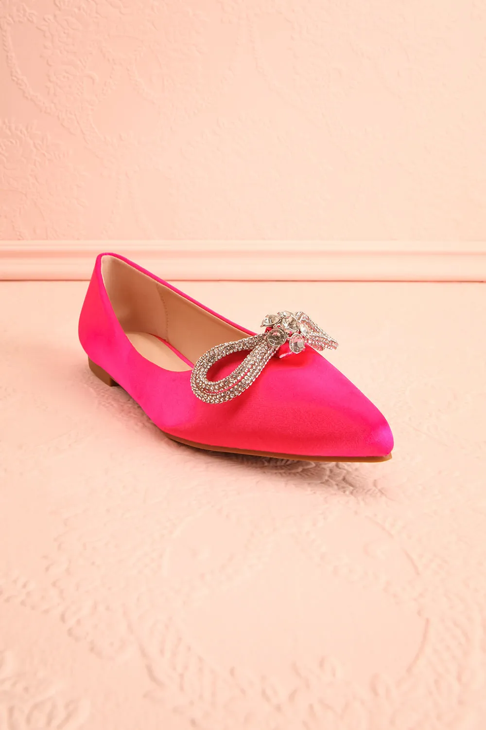 Effet Fuchsia | Satin Ballet Flats w/ Sequin Bow