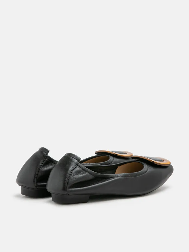 Esda Brass Square Toe Flats