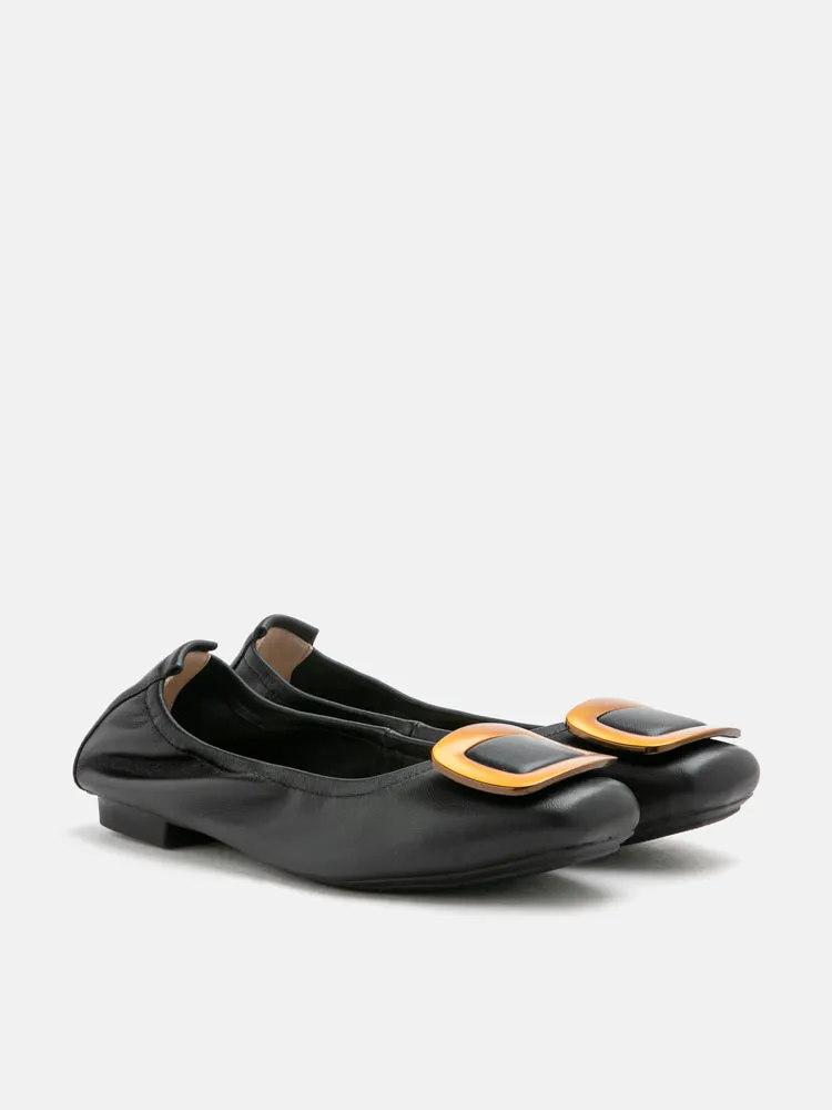 Esda Brass Square Toe Flats
