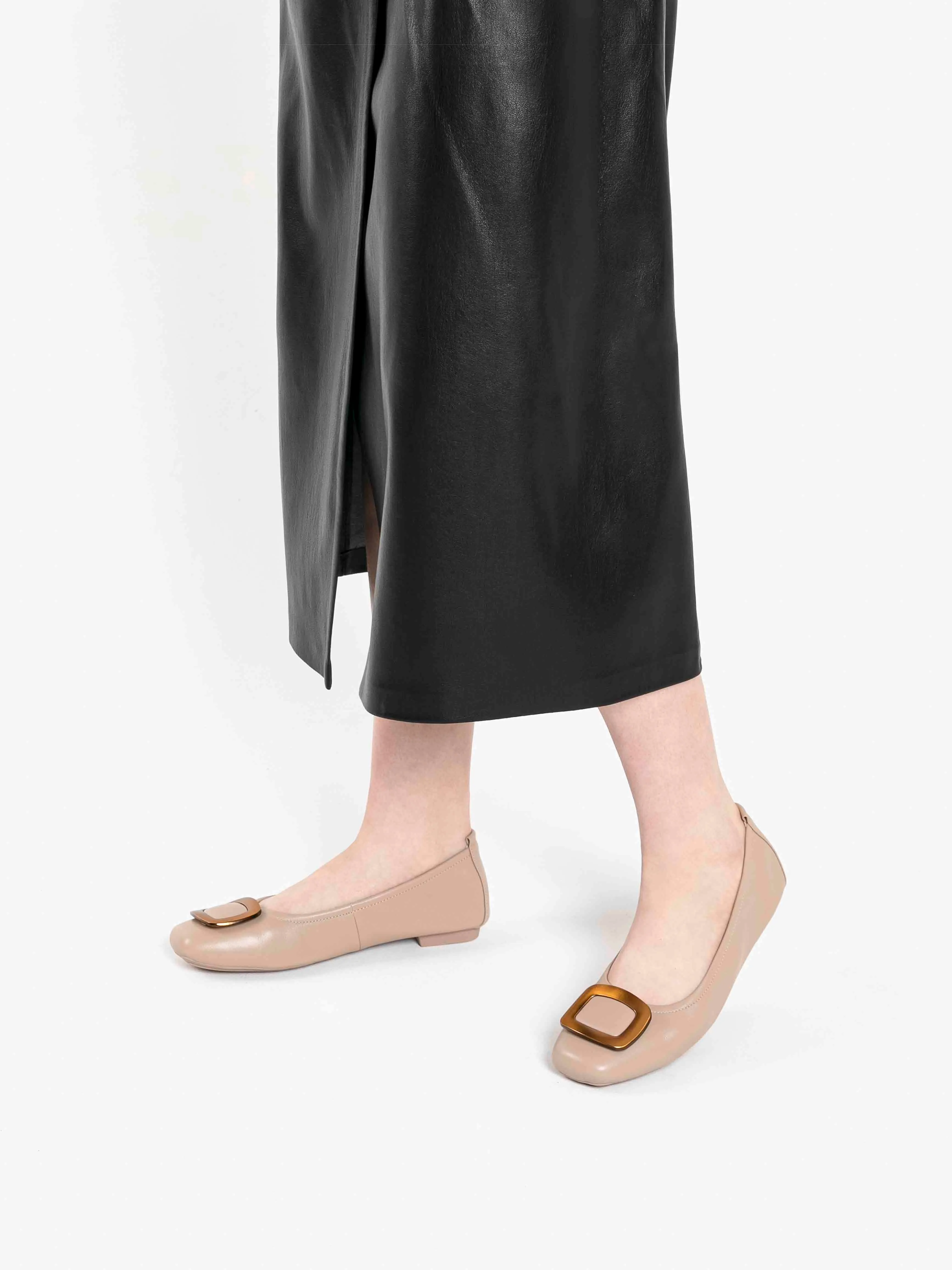 Esda Brass Square Toe Flats