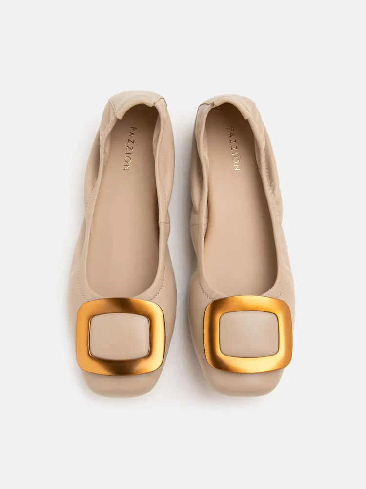 Esda Brass Square Toe Flats