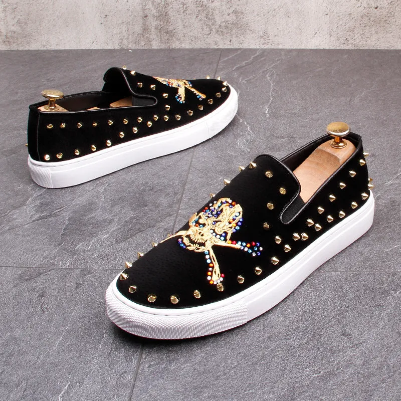 European And American Men's Skull & Bone Fashion Skull Casual Shoes