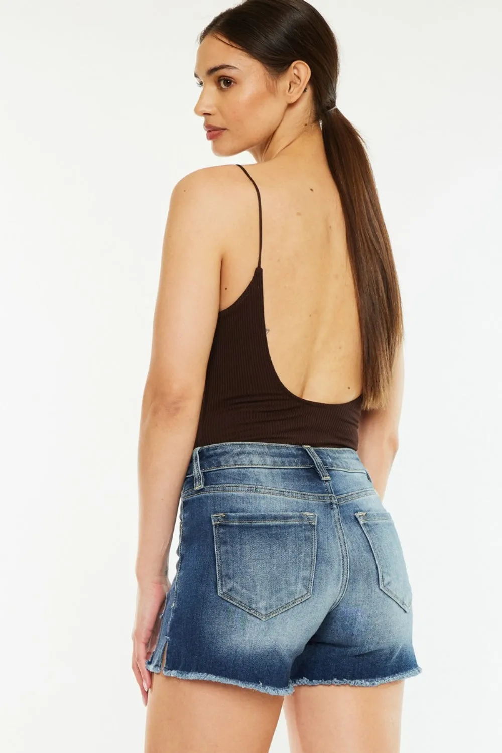 Explore More Collection - Kancan High Waist Raw Hem Denim Shorts
