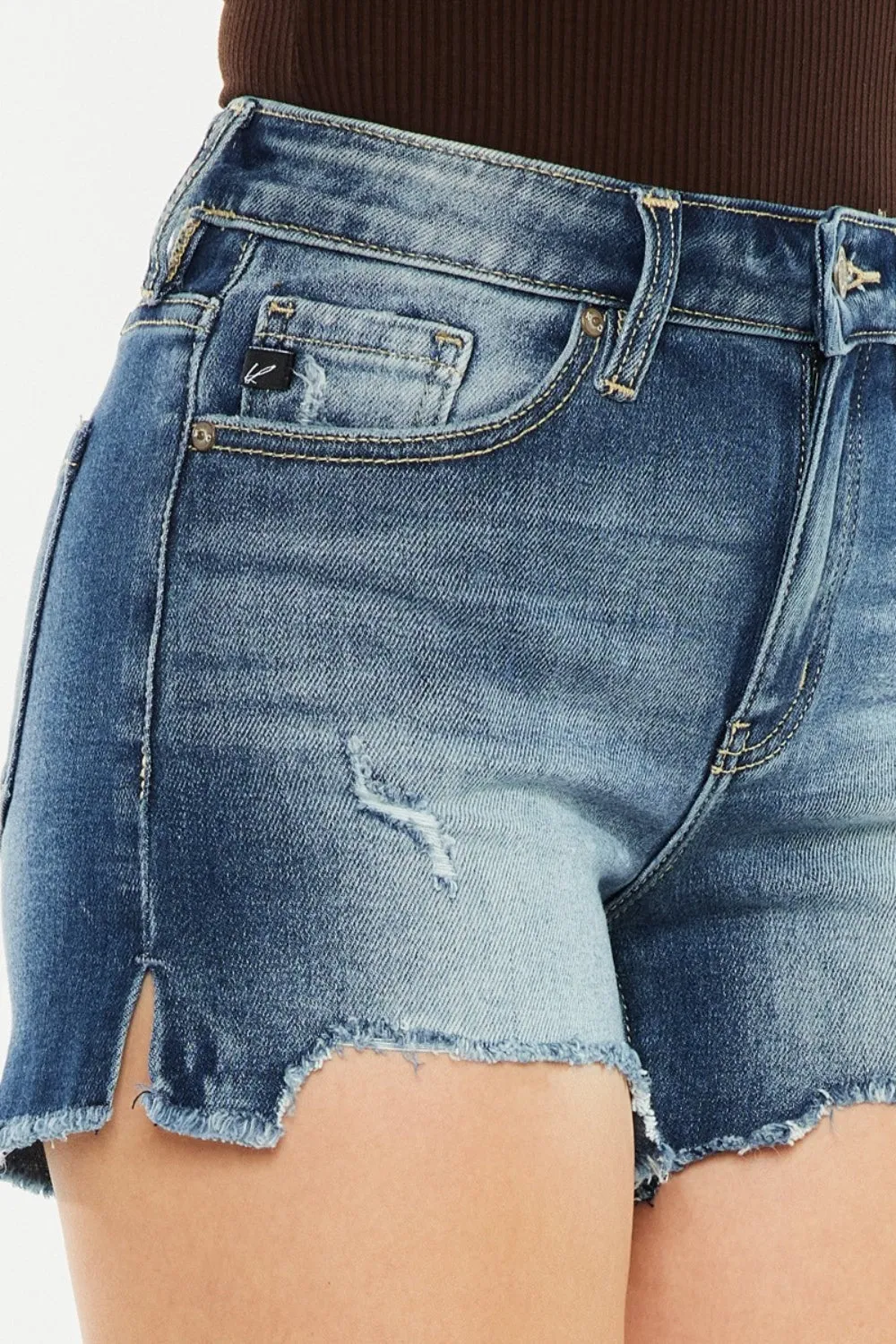Explore More Collection - Kancan High Waist Raw Hem Denim Shorts