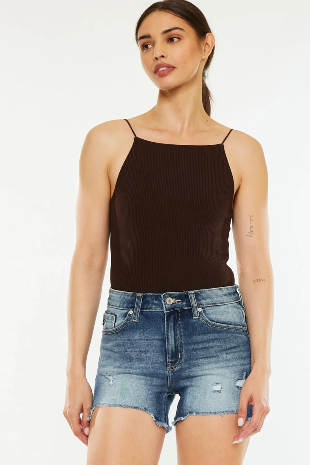 Explore More Collection - Kancan High Waist Raw Hem Denim Shorts