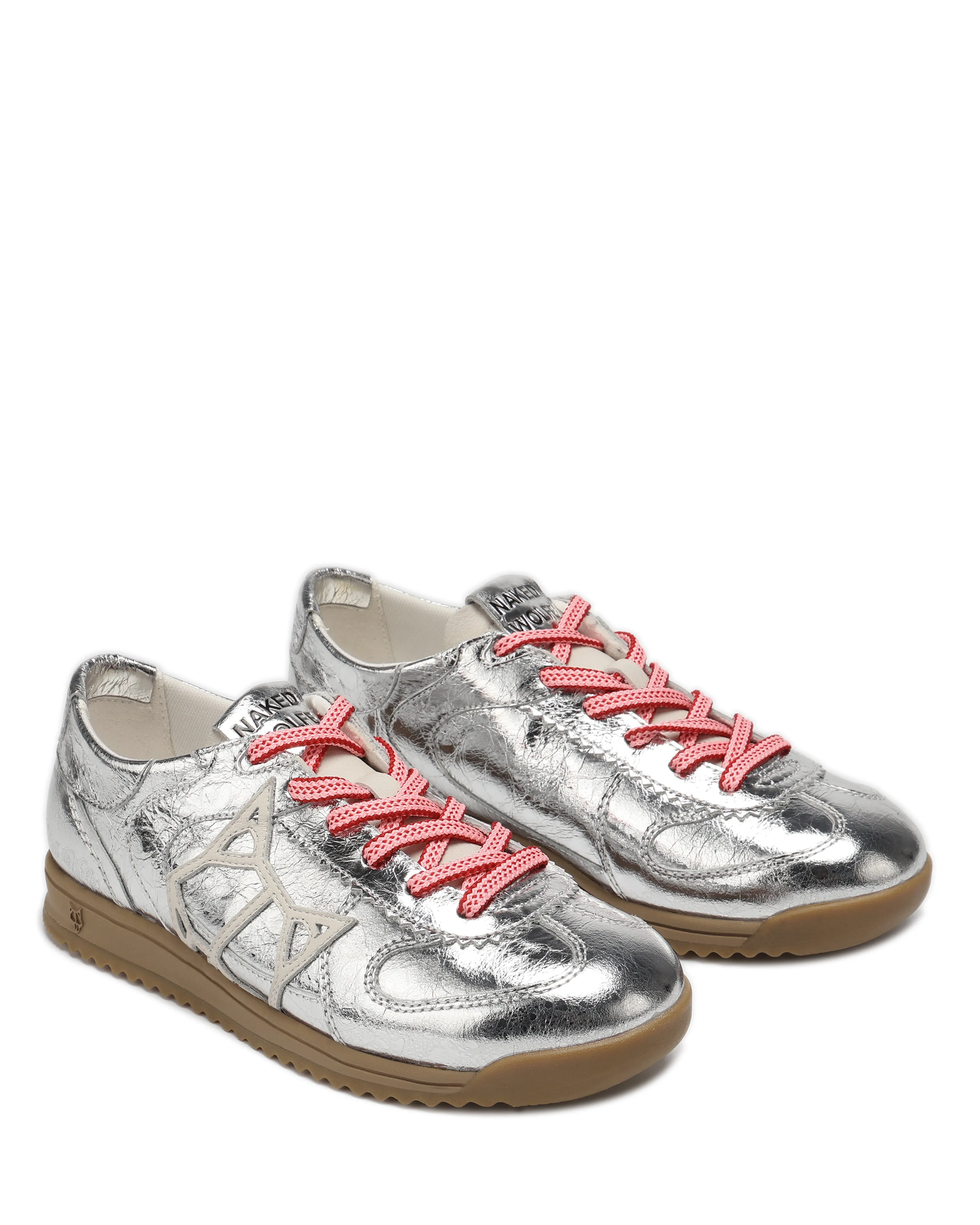 Exposuree Silver Crinkle Metallic Leather
