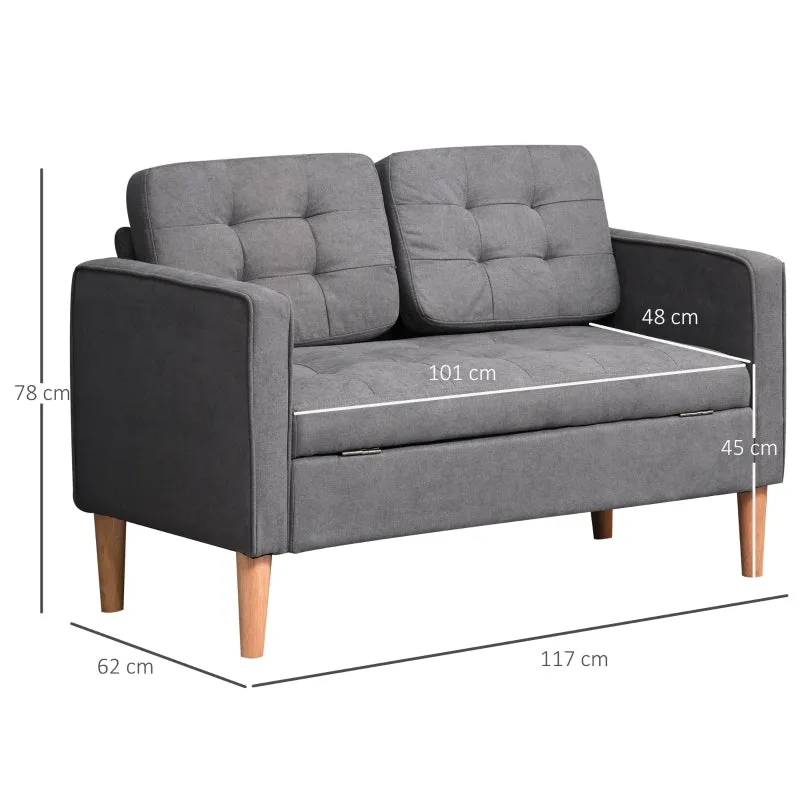Fabric Couch With Storage (Grey)
