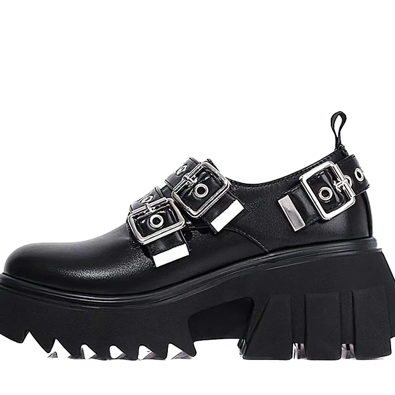 Fashion Women's Shoes / Female Gothic Footwear / Pumps Slip-On With Metal Buckles