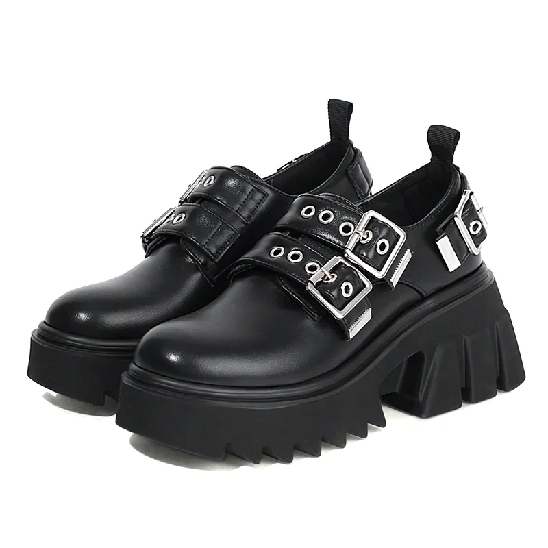 Fashion Women's Shoes / Female Gothic Footwear / Pumps Slip-On With Metal Buckles