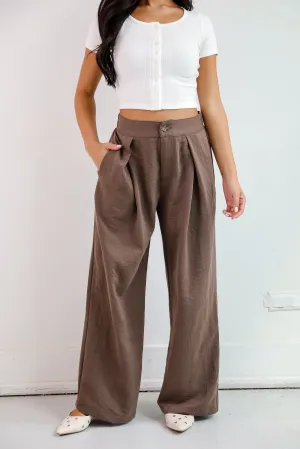 FINAL SALE - Chic Splendor Brown Trouser Pants