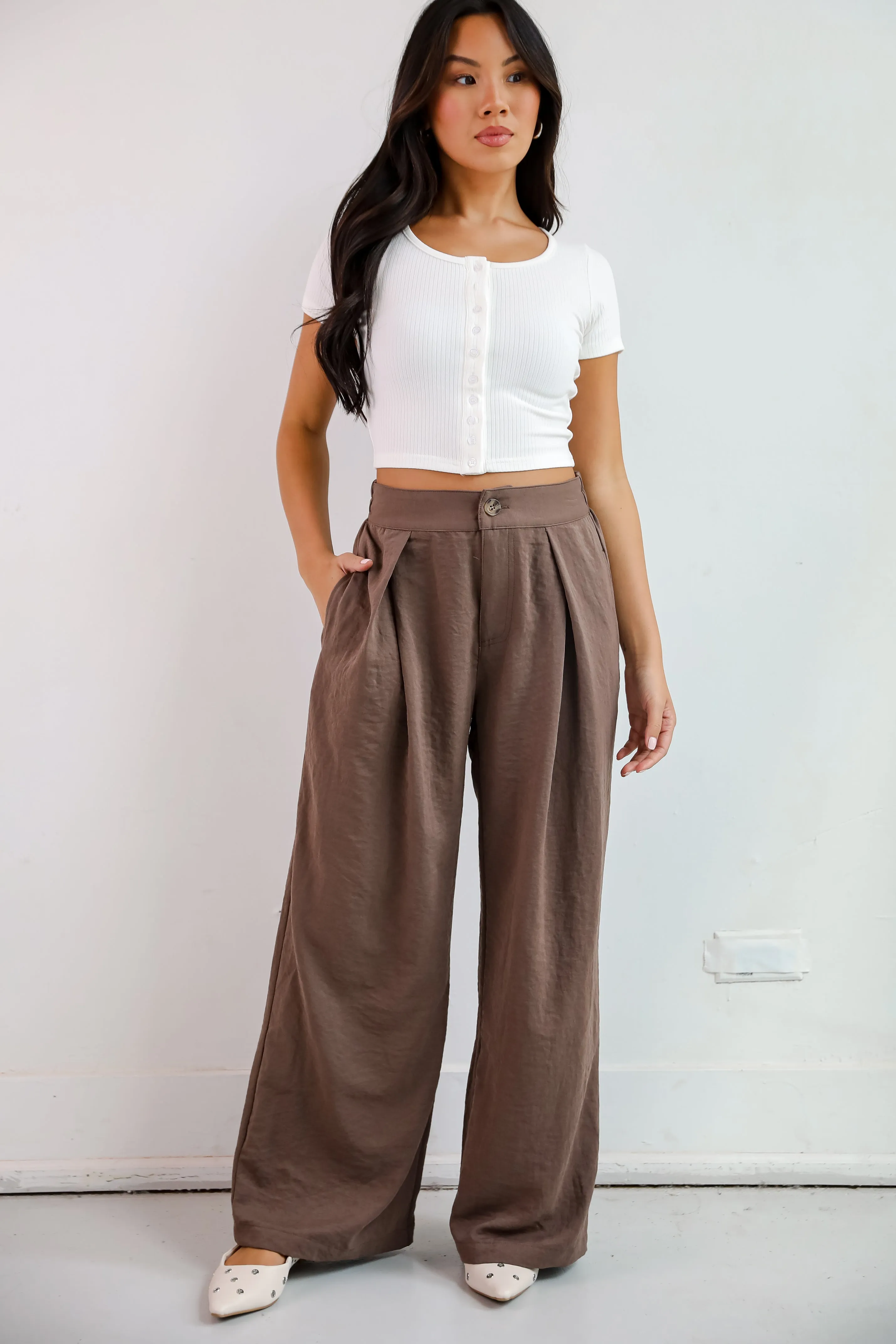 FINAL SALE - Chic Splendor Brown Trouser Pants