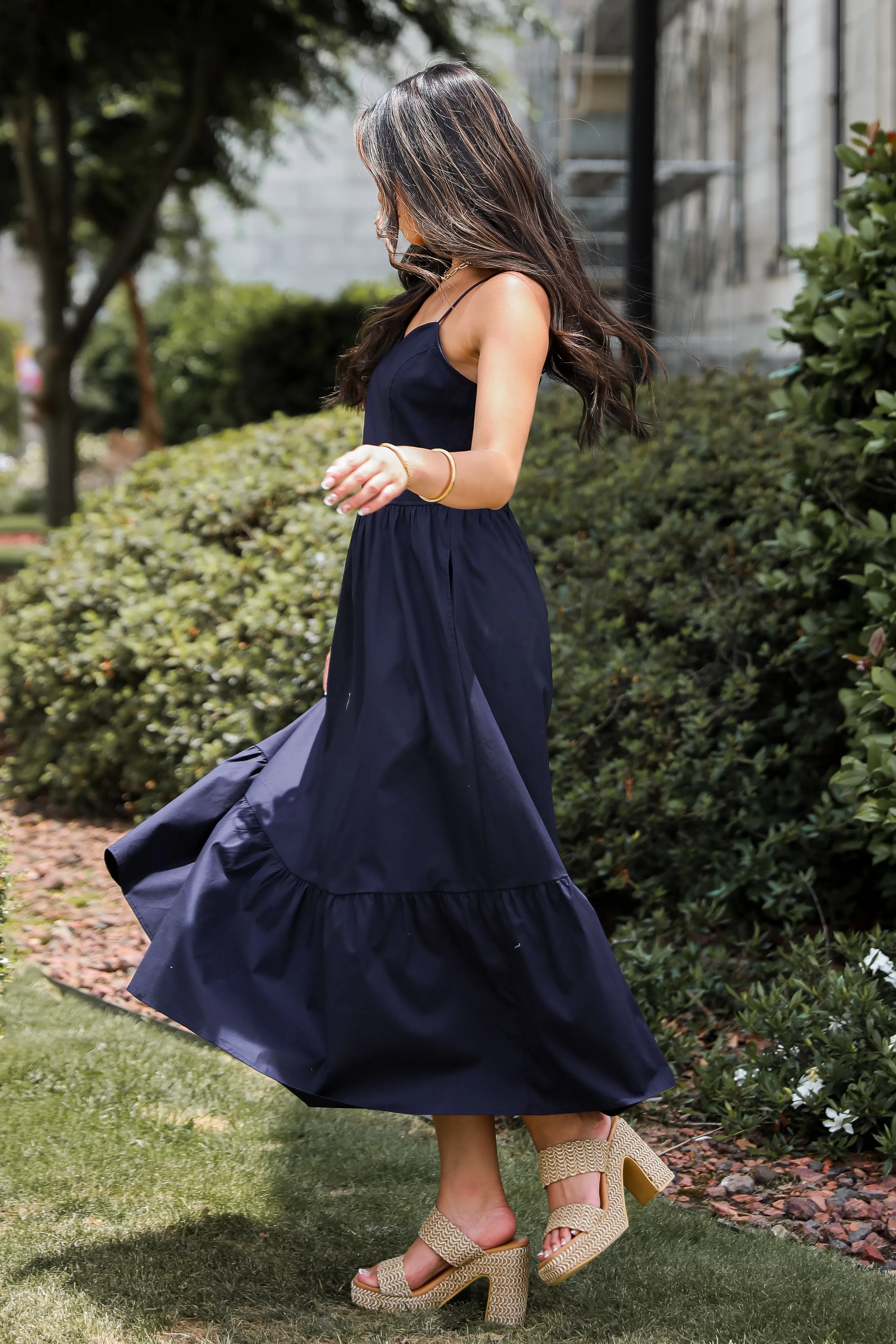 FINAL SALE - Timeless Disposition Navy Midi Dress