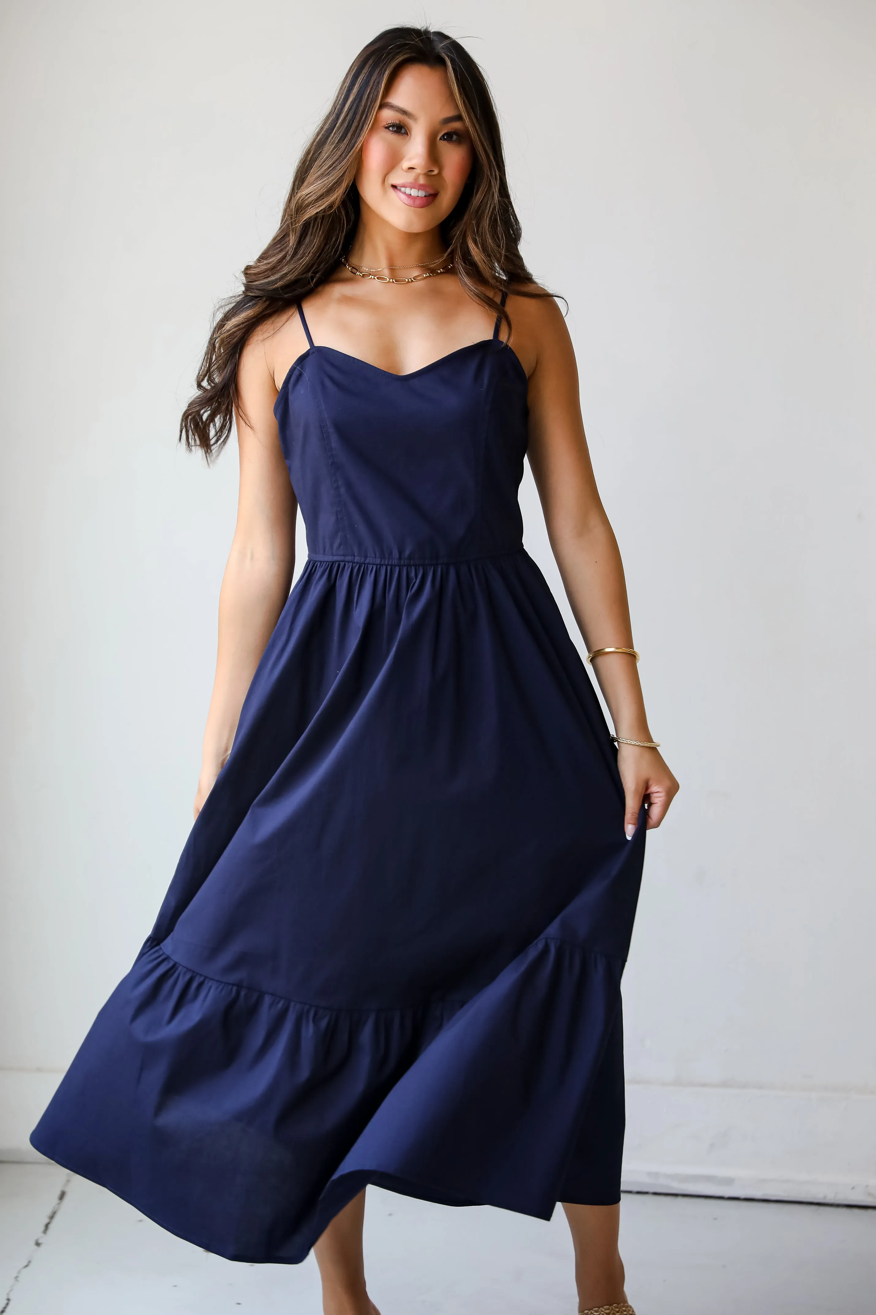 FINAL SALE - Timeless Disposition Navy Midi Dress