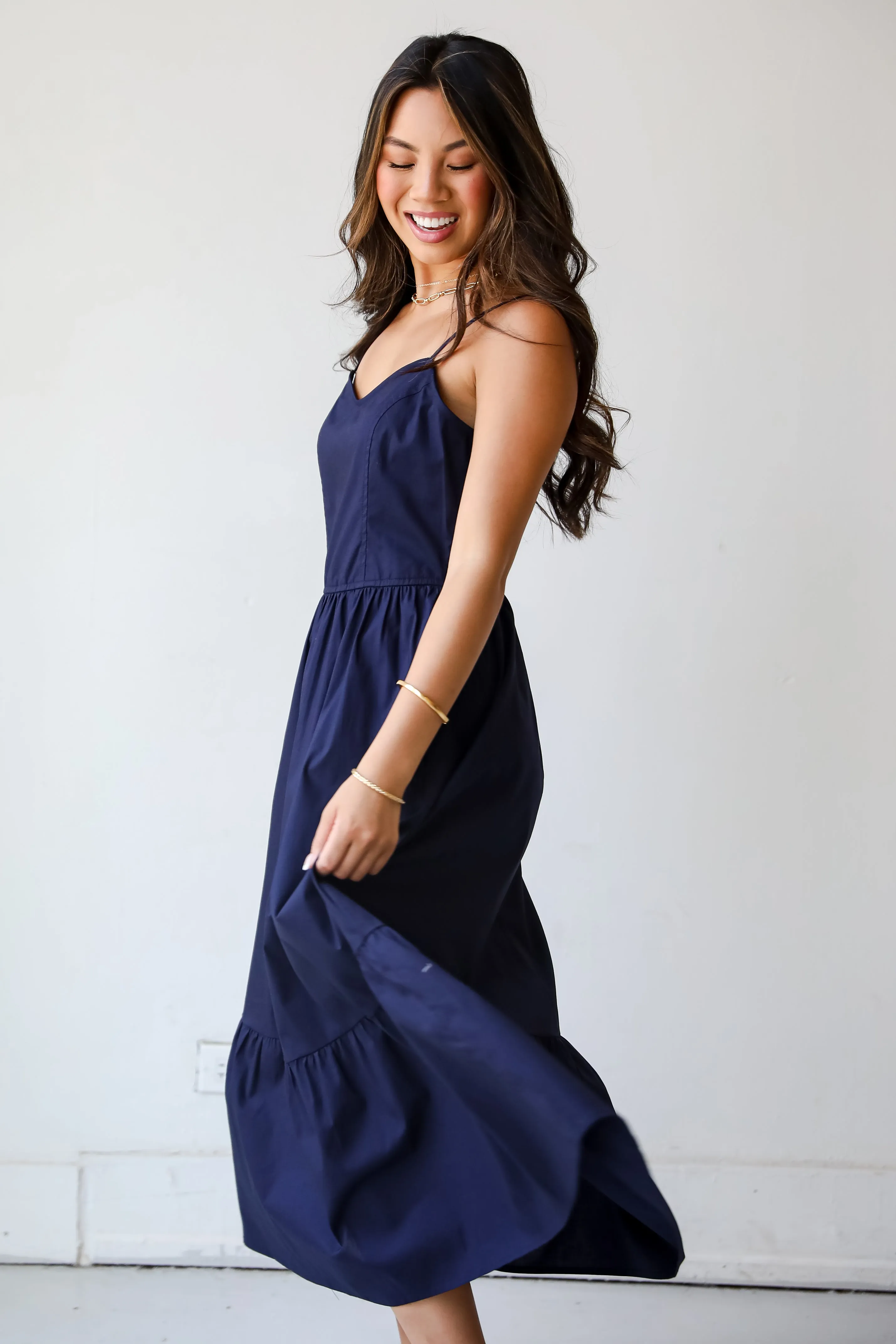 FINAL SALE - Timeless Disposition Navy Midi Dress