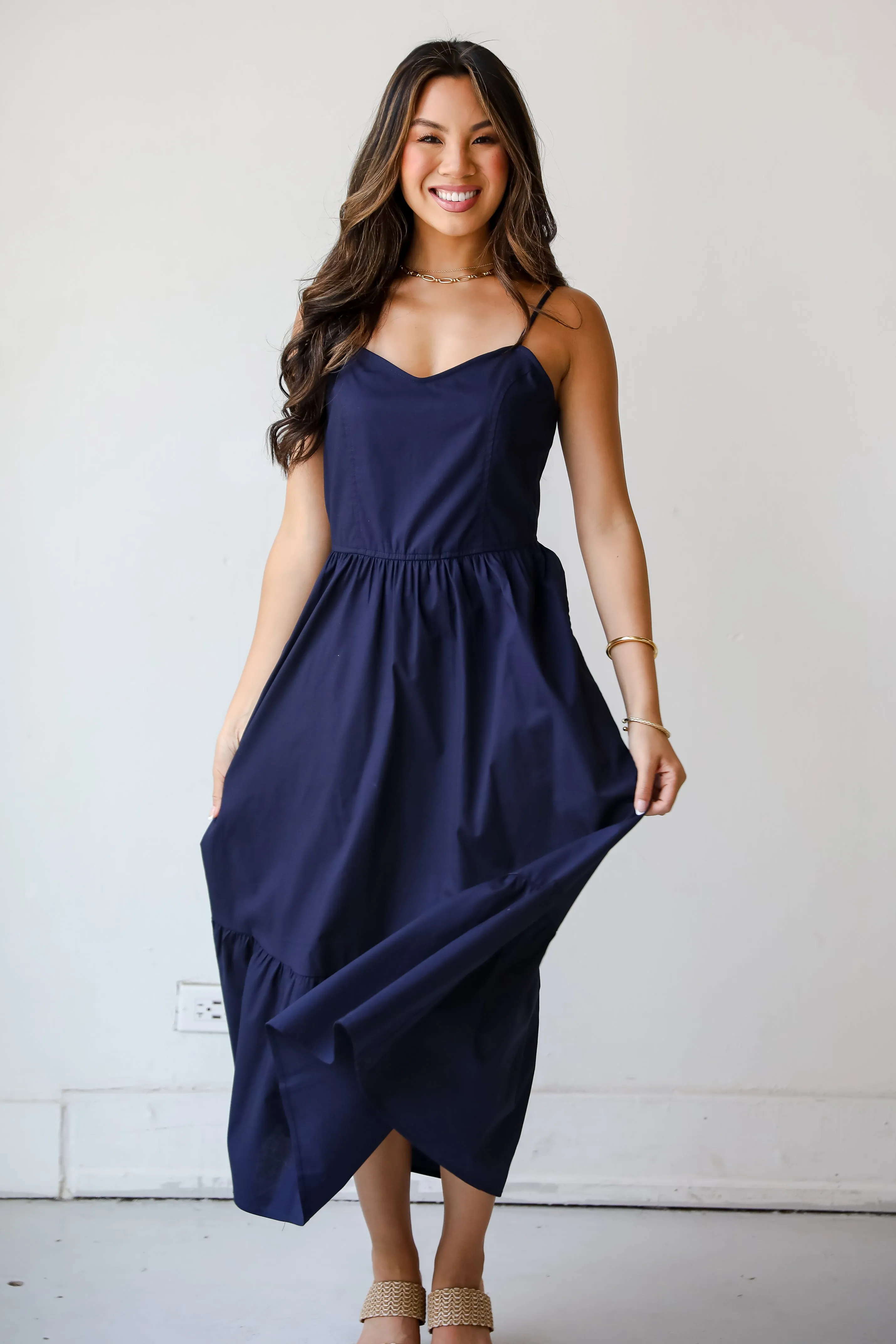 FINAL SALE - Timeless Disposition Navy Midi Dress