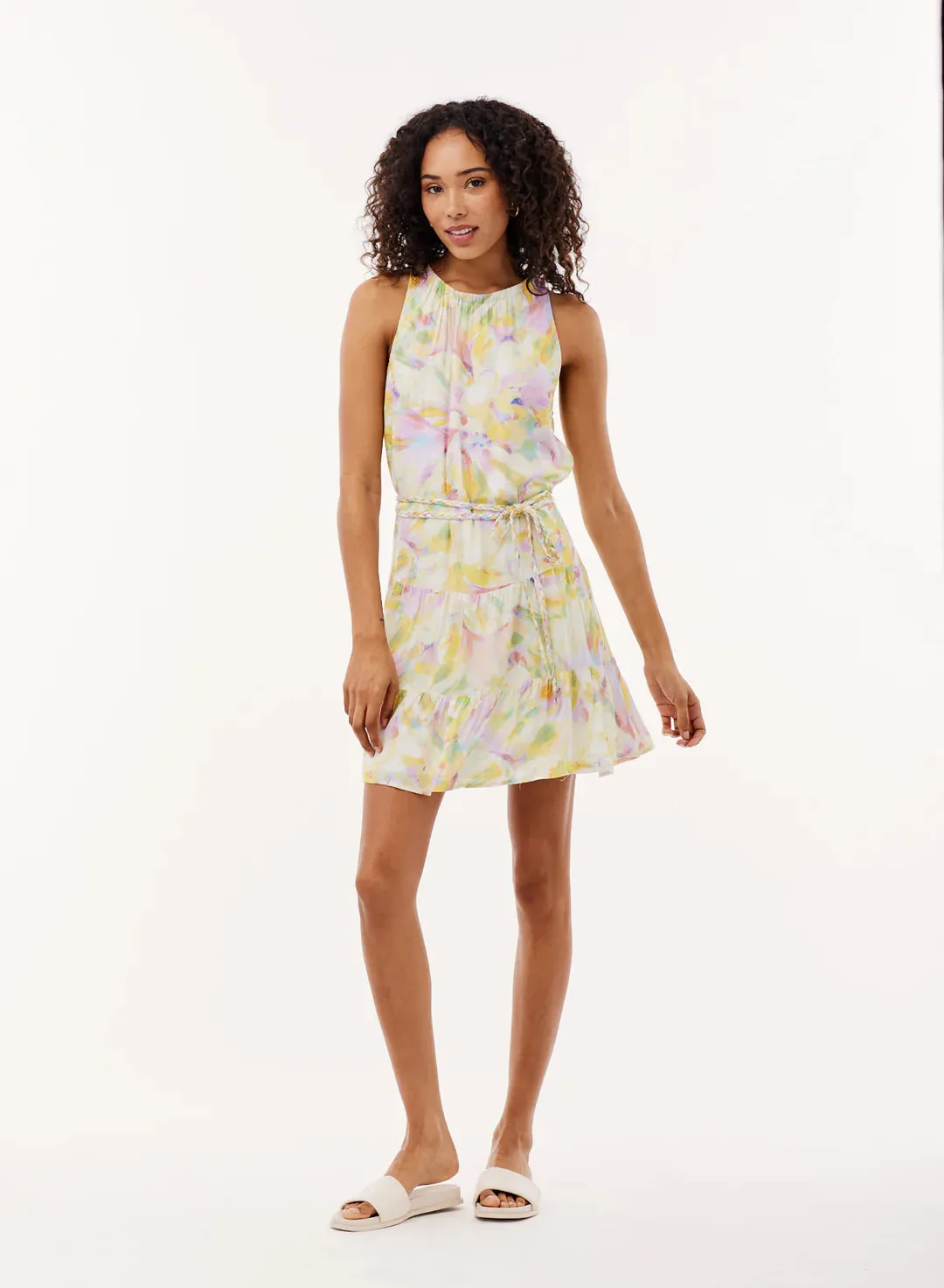 Floral Tiered Mini Dress - Sunbeam Bloom Print