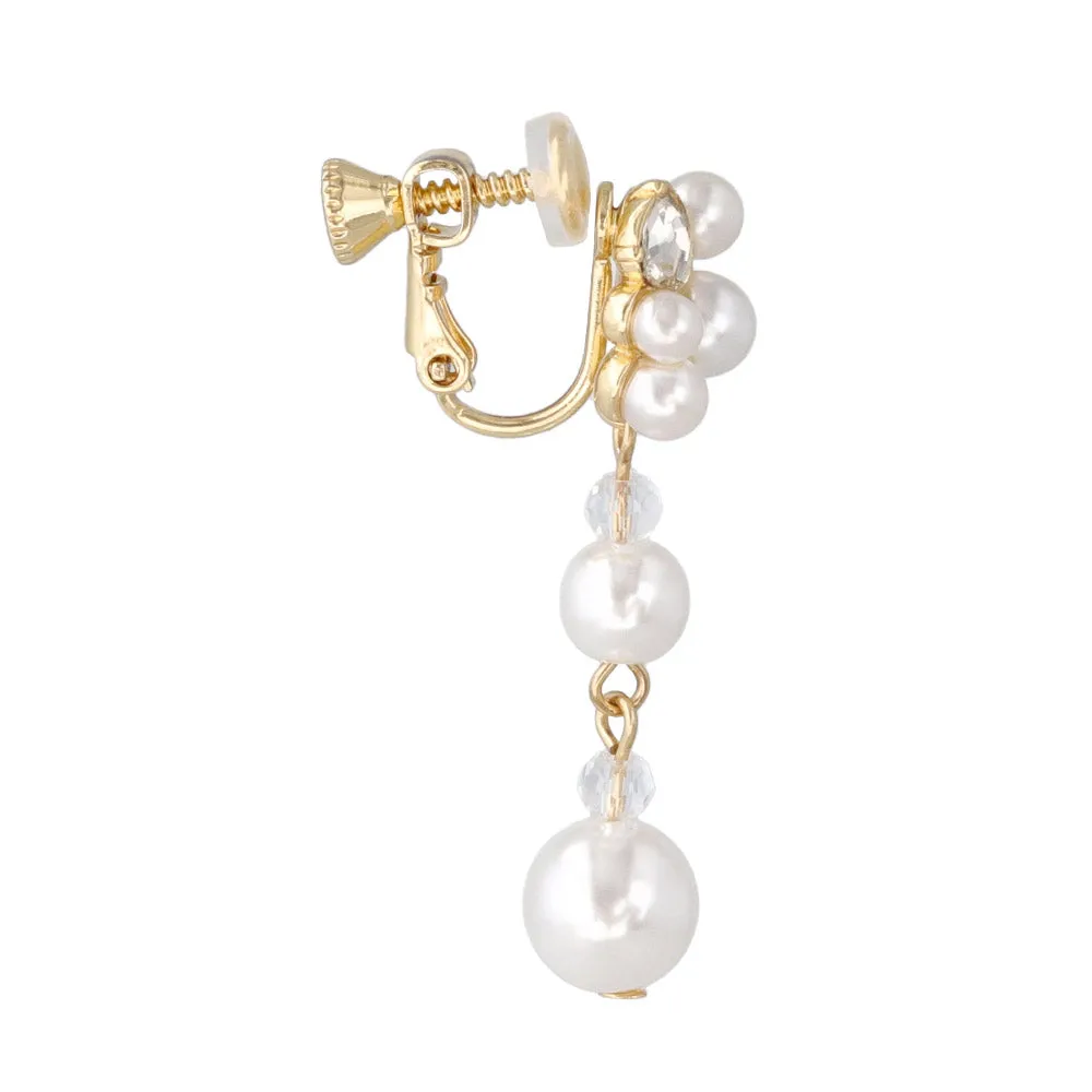 Gemmed Cluster Pearl Drop Clip Ons