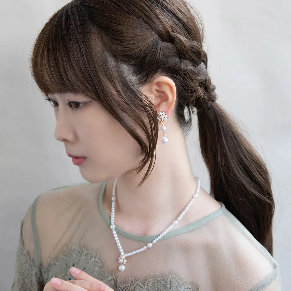 Gemmed Cluster Pearl Drop Clip Ons