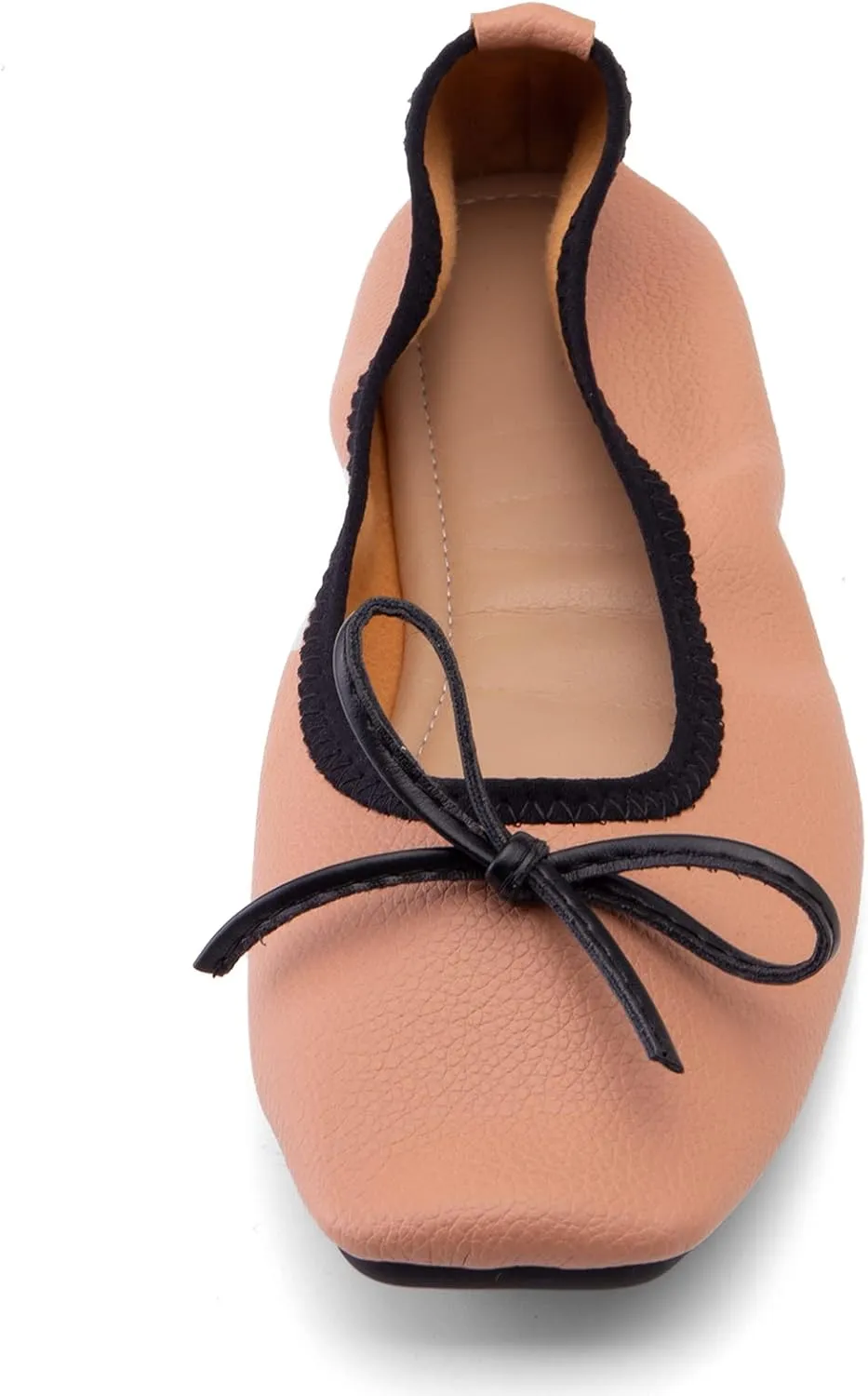 Gicoiz Foldable Flats Womens Square Toe Bowtie Ballerina Slippers
