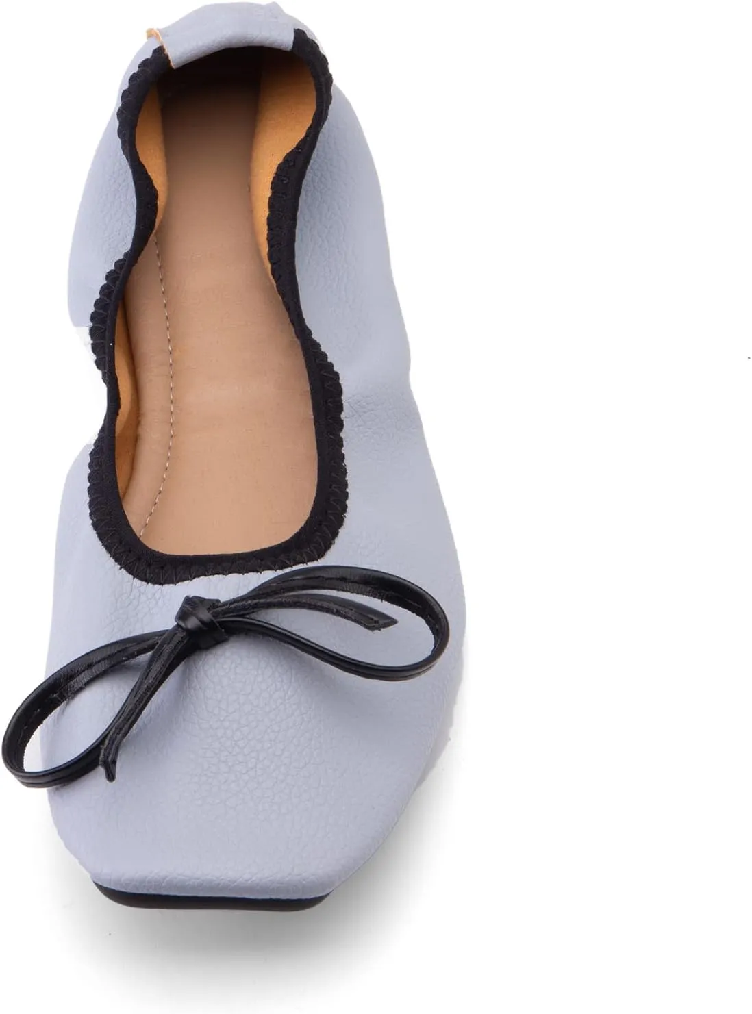 Gicoiz Foldable Flats Womens Square Toe Bowtie Ballerina Slippers