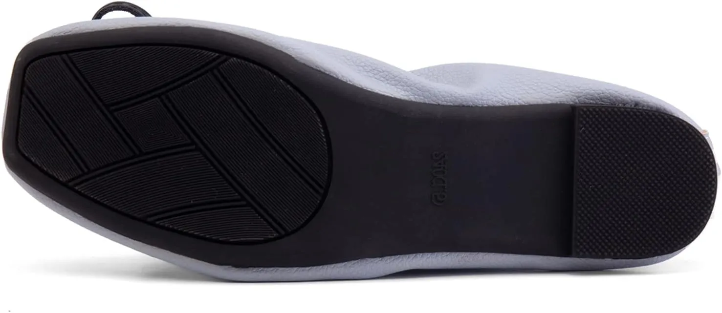 Gicoiz Foldable Flats Womens Square Toe Bowtie Ballerina Slippers