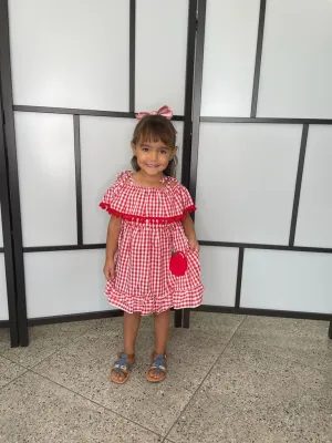 Girls Apple Gingham Dress