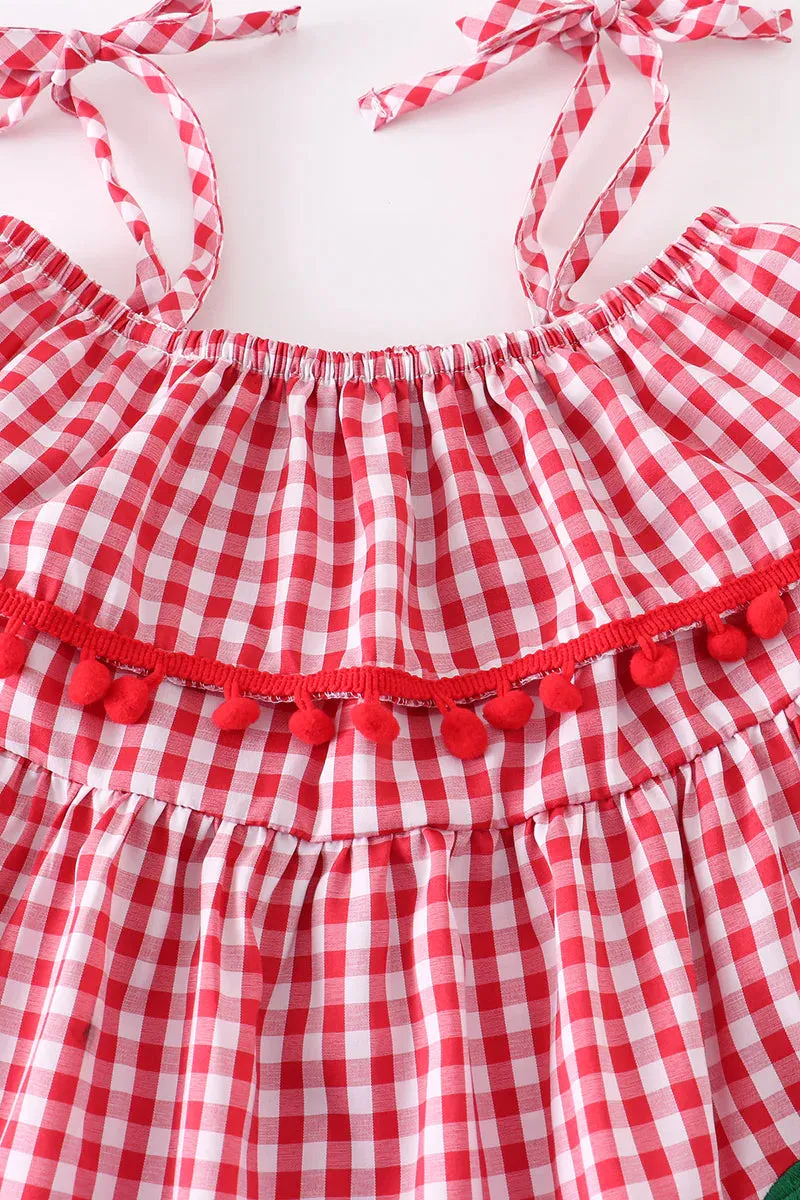 Girls Apple Gingham Dress