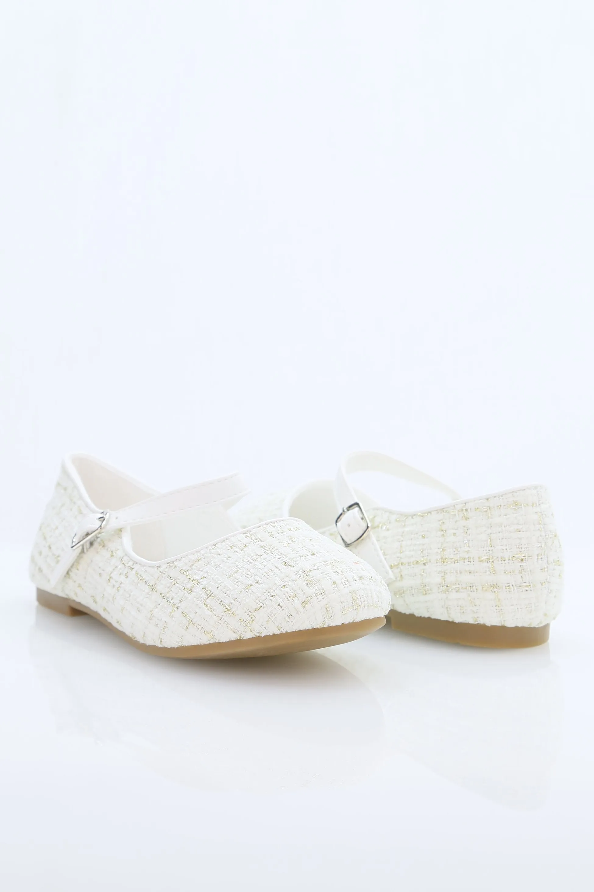 Girls' Tweed Flats Mary Jane Shoes - SUZANNE - Ivory
