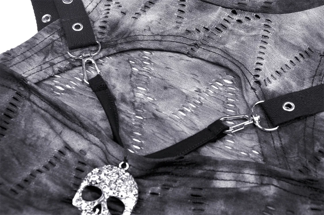 Gothic Off Shoulder Long Sleeves Top with Skull Pendant