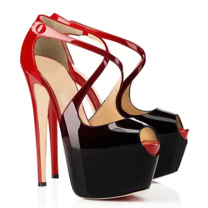 Gradient Color Super High Stiletto Heel Peep-toe Platform Sandals