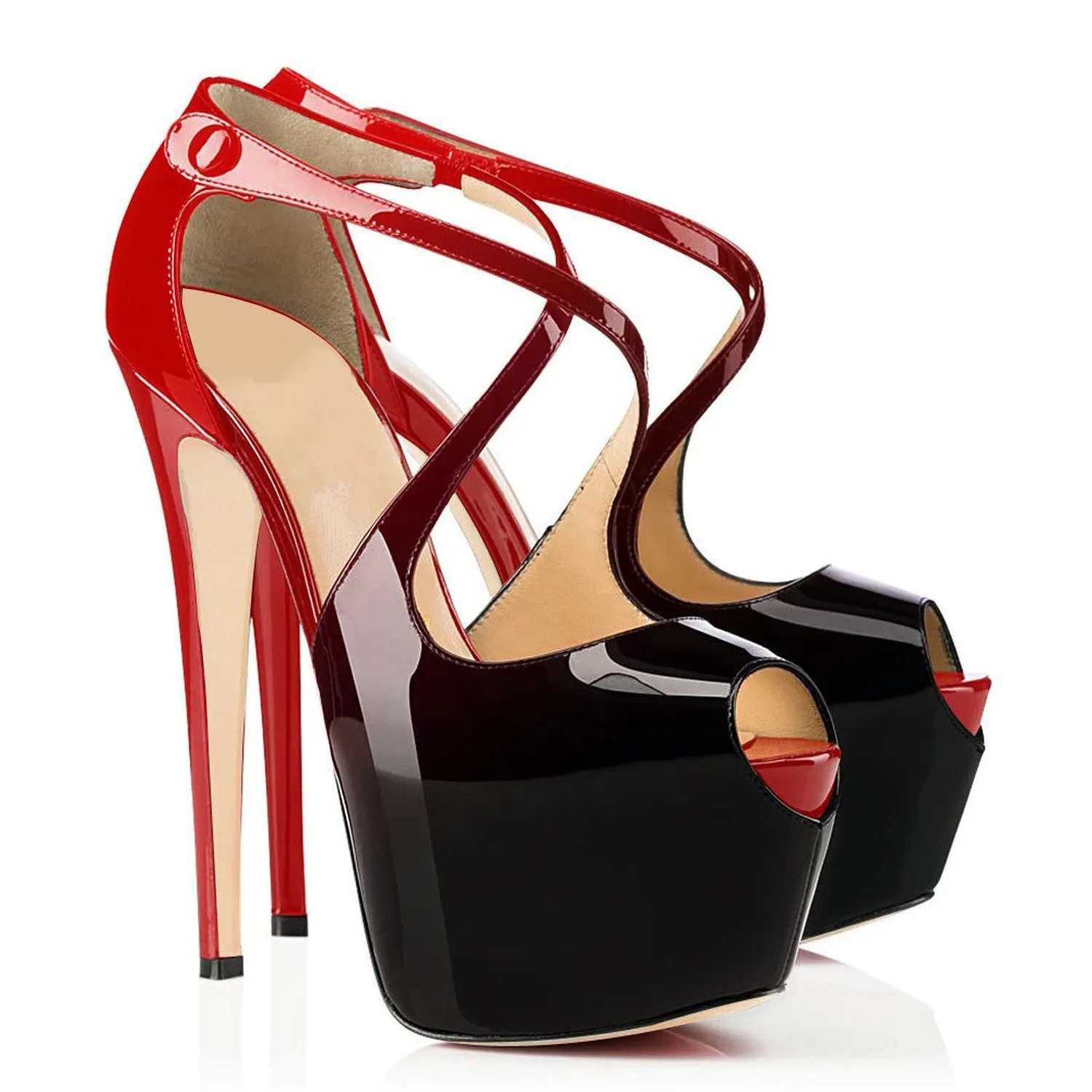 Gradient Color Super High Stiletto Heel Peep-toe Platform Sandals