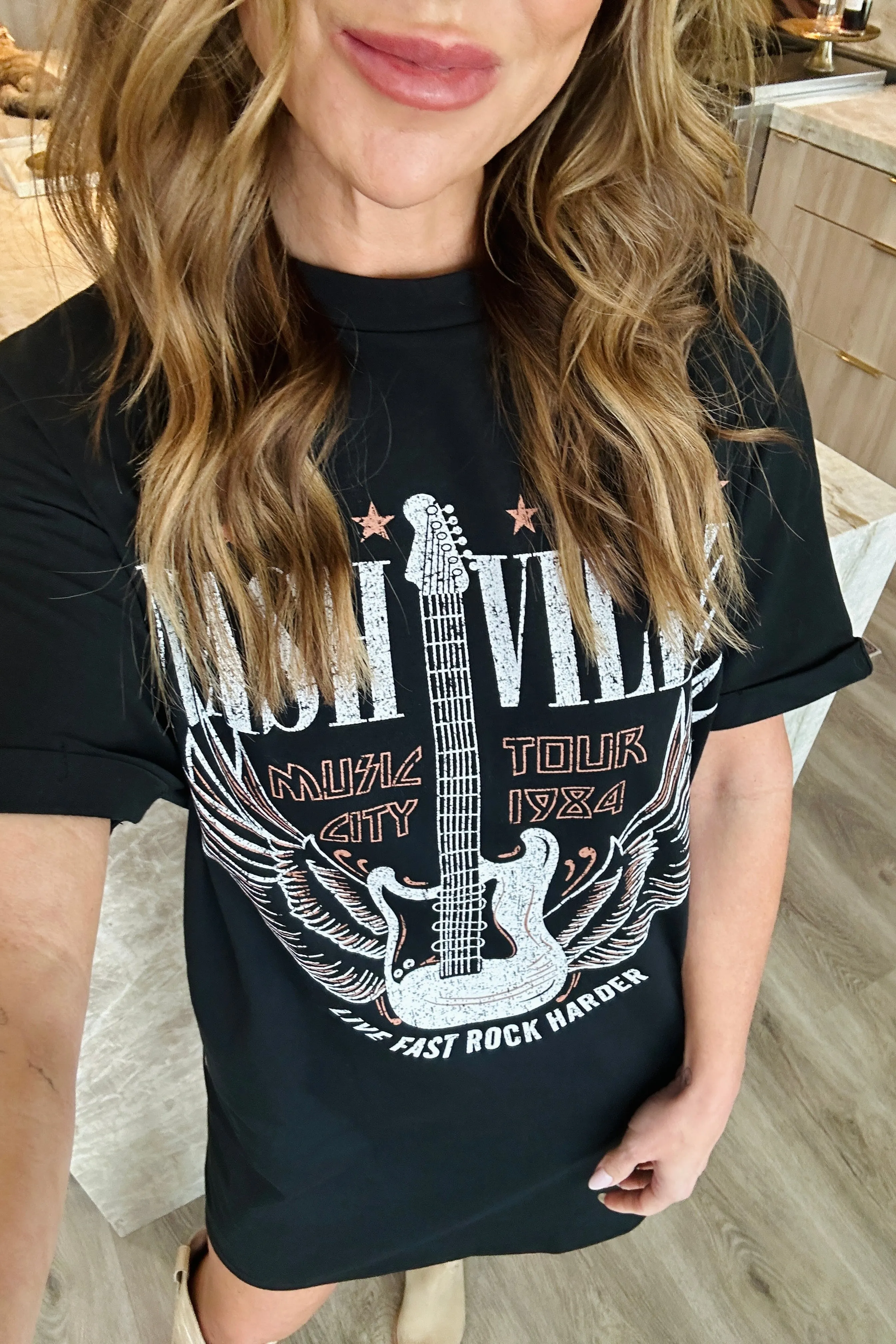 Graphic Round Neck Short Sleeve Tee Dress